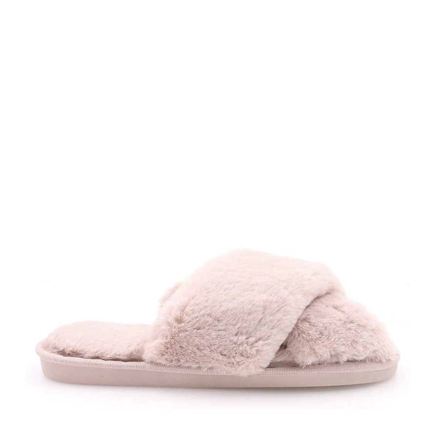 Women'S Shoes FLOOF | Floof Women'S Cozy Cross Faux Fur Slippers In Pink