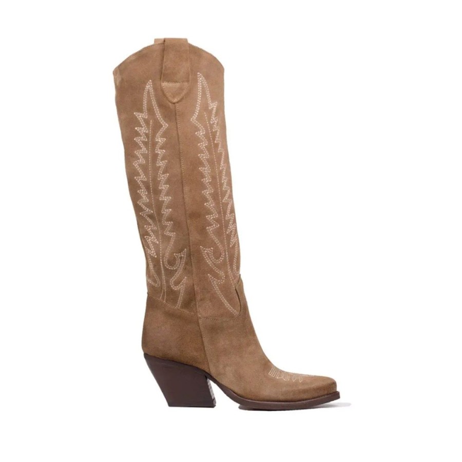 Women'S Shoes KALI SHOES | Kali Shoes Women'S Dallas Texan Boot In Taupe Suede