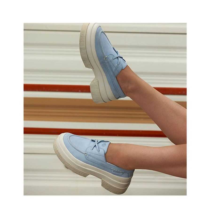 Women'S Shoes Sperry | Sperry Women'S Highland Platform Boat Shoe In Light Blue