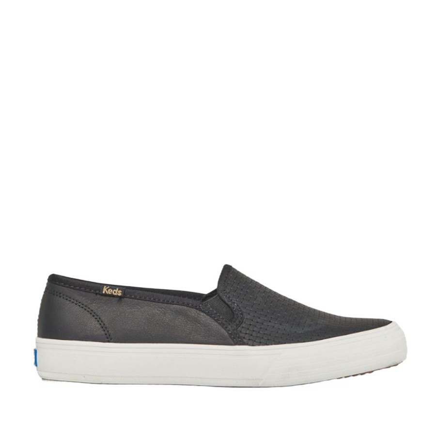 Women'S Shoes Keds | Keds Women'S Double Decker Emboss Leather In Black