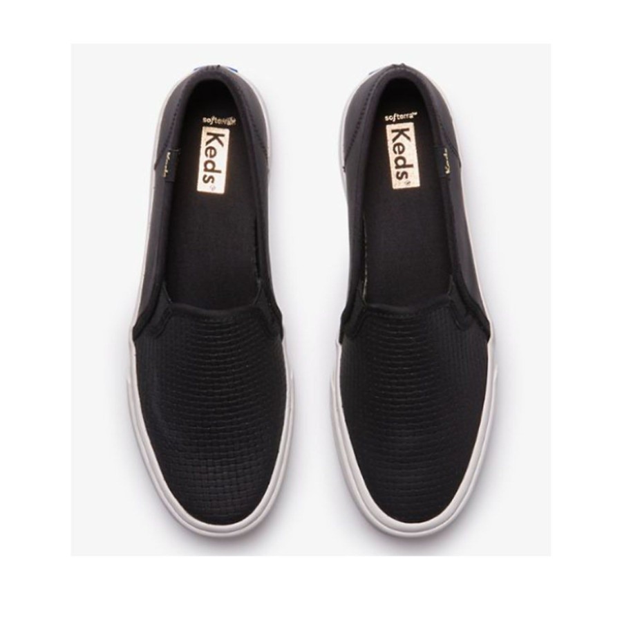 Women'S Shoes Keds | Keds Women'S Double Decker Emboss Leather In Black