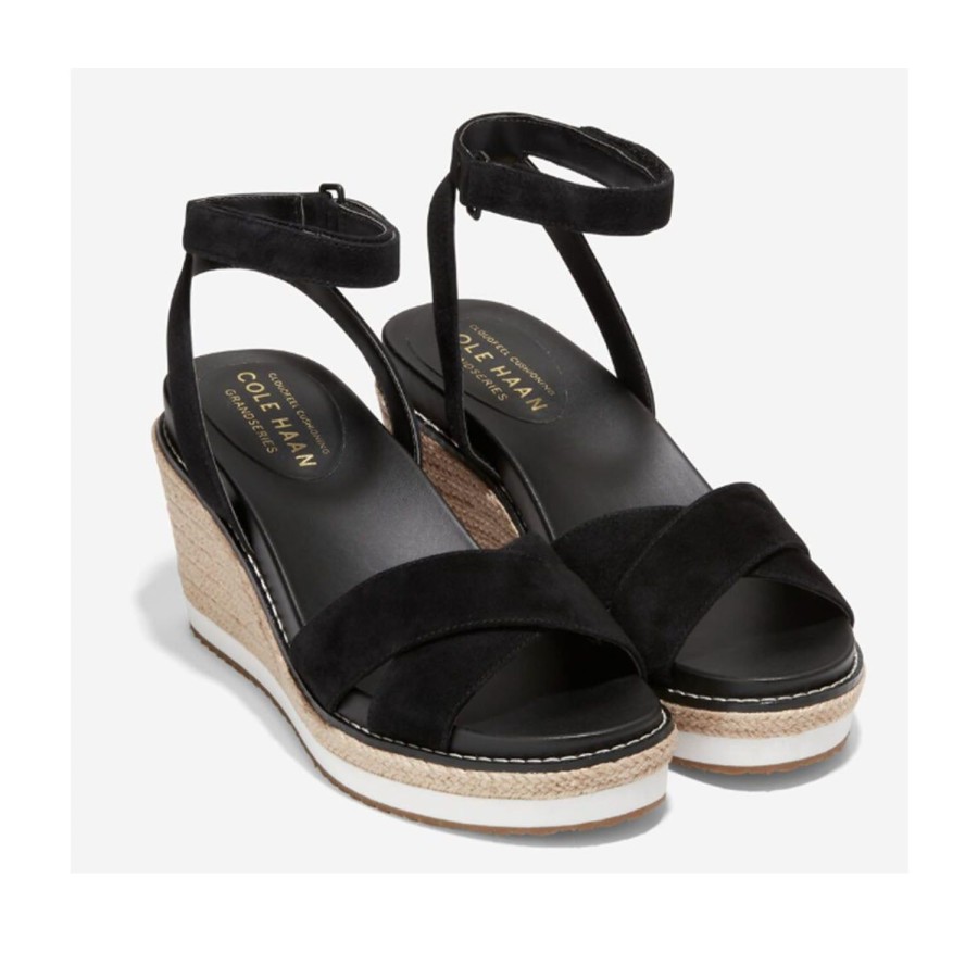 Women'S Shoes Cole Haan | Cole Haan Women'S Cloud Espadrille Wedge In Black