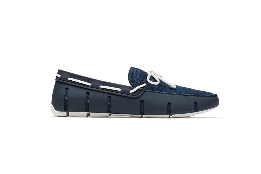 Men'S Shoes SWIMS | Swims Men'S Braided Lace Loafer In Navy/White