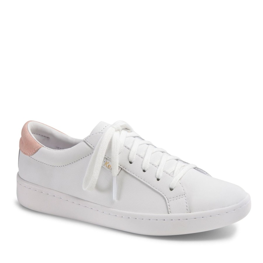 Women'S Shoes Keds | Keds Women'S Ace Leather Shoe In White And Blush