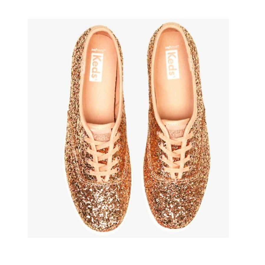 Women'S Shoes Keds | Keds Women'S Champion Glitter Celebration In Rose Gold