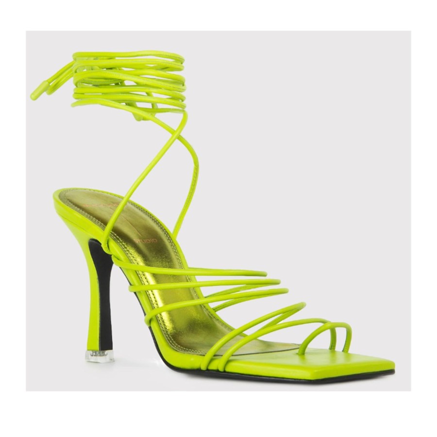 Women'S Shoes Black Suede Studio | Black Suede Studio Women'S Luisa In Lime Green