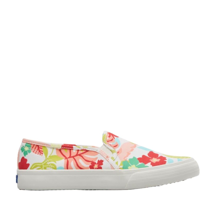 Women'S Shoes Keds | Keds Women'S Double Decker Tropical Print In White/Coral