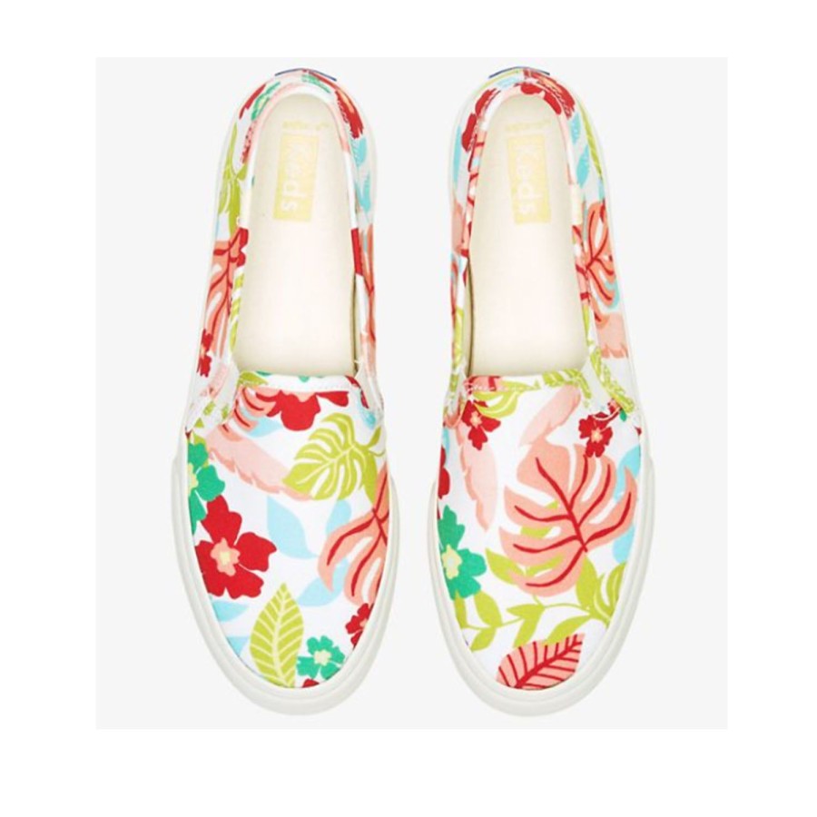 Women'S Shoes Keds | Keds Women'S Double Decker Tropical Print In White/Coral