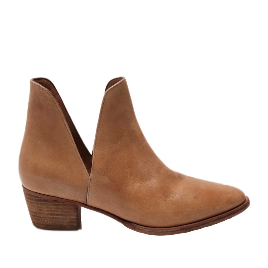 Women'S Shoes FREE PEOPLE | Free People Women'S Charm Double V Ankle Boot In Tan Leather