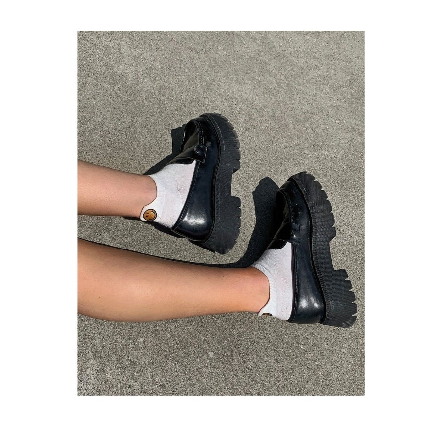 Women'S Apparel FLOOF | Floof Ankle Smile Emoji Socks In White