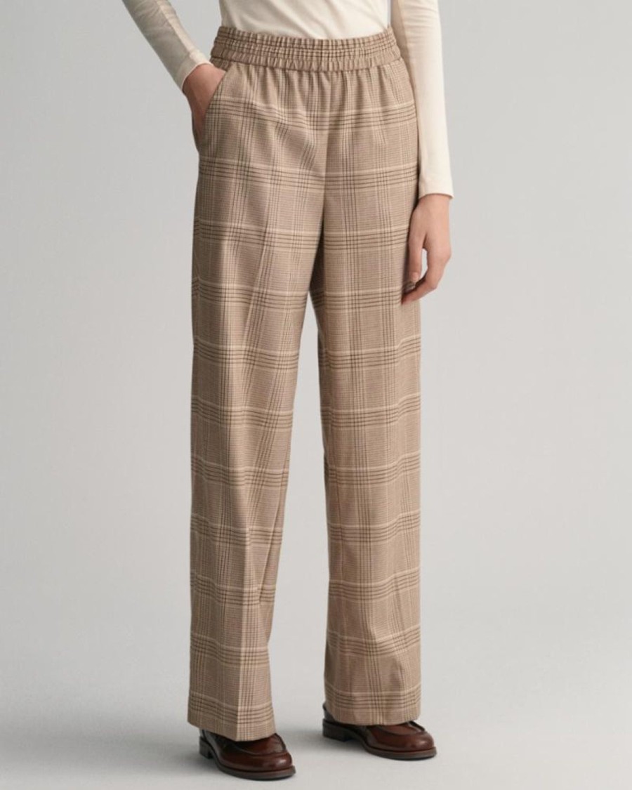 Women'S Apparel Gant Apparel Womens | Gant Apparel S Women'S Relaxed Checked Pull On Pants Seasonal Newness