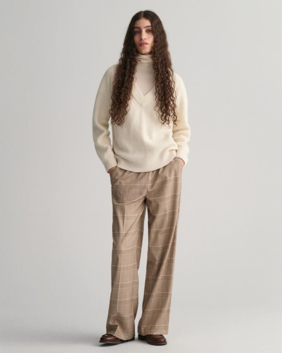 Women'S Apparel Gant Apparel Womens | Gant Apparel S Women'S Relaxed Checked Pull On Pants Seasonal Newness