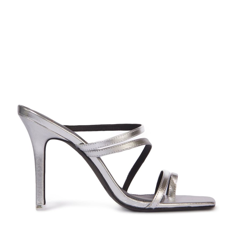 Women'S Shoes Black Suede Studio | Black Suede Studio Women'S Cindy In Silver