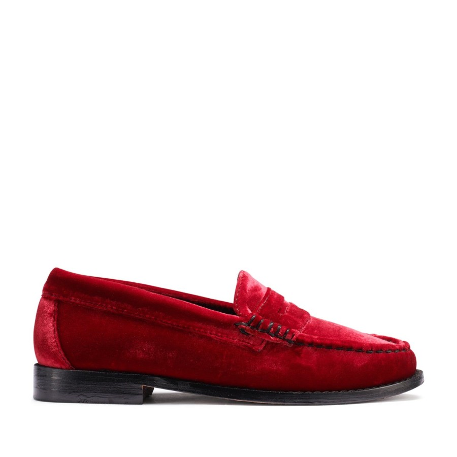 Women'S Shoes G.H. BASS | G.H. Bass Women'S Whitney Velvet Weejun In Wine