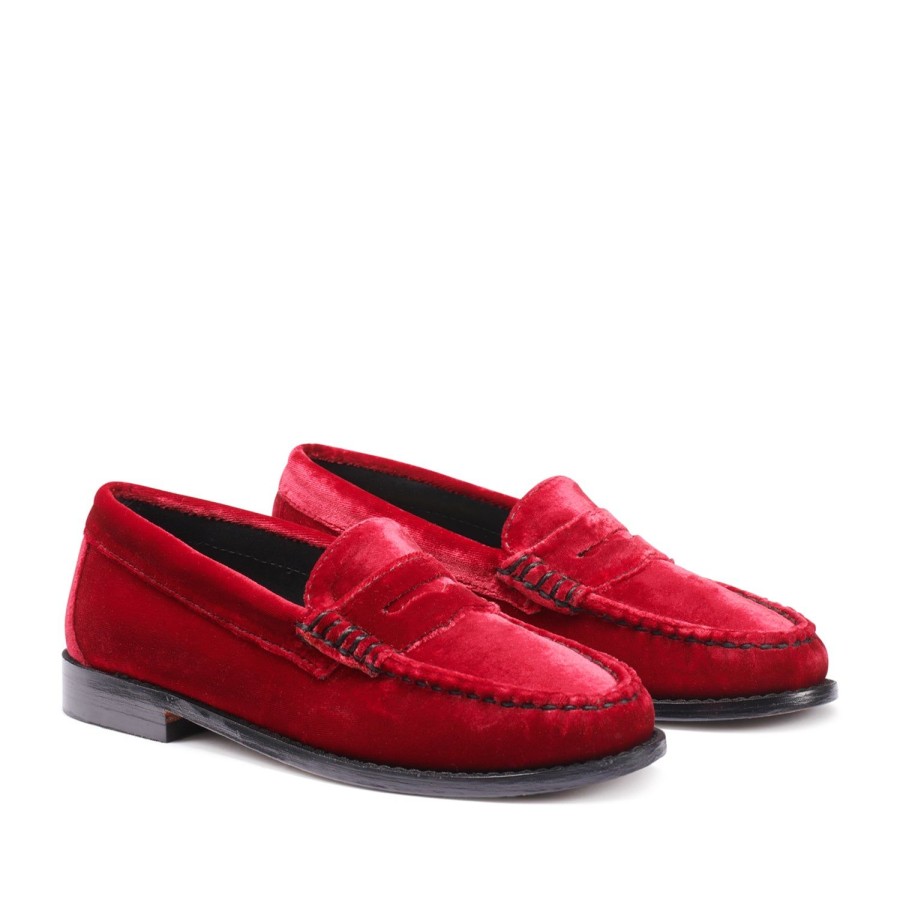 Women'S Shoes G.H. BASS | G.H. Bass Women'S Whitney Velvet Weejun In Wine