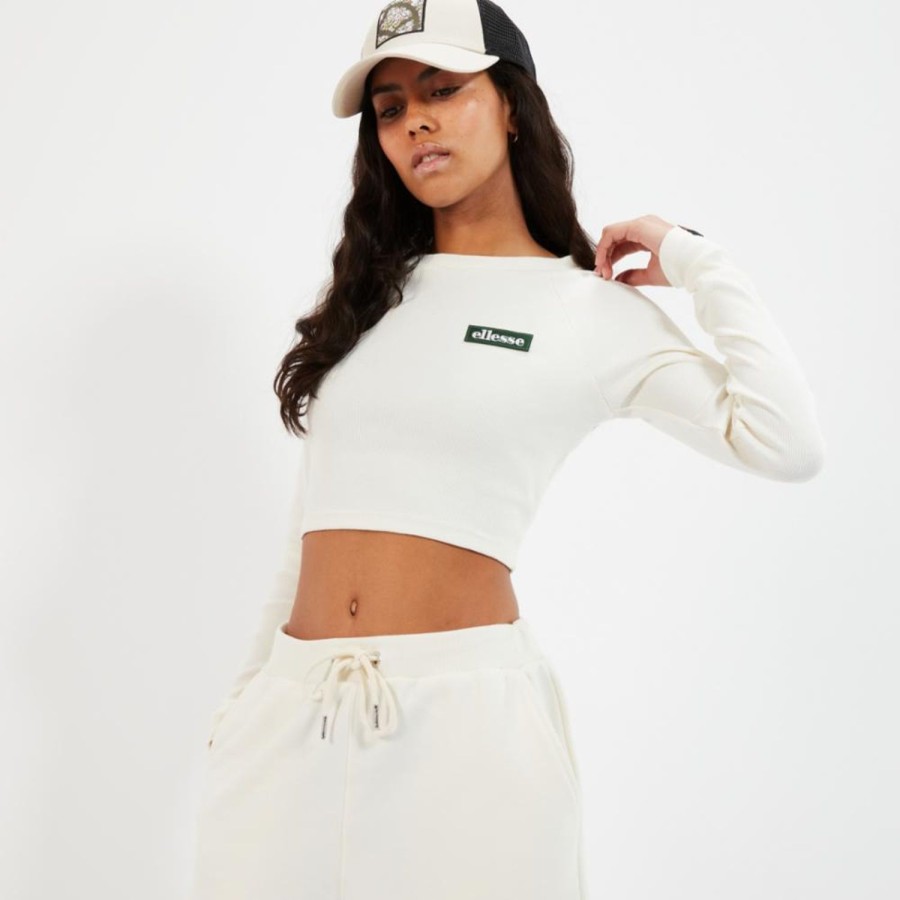 Women'S Apparel Ellesse Womens Apparel | Ellesse S Apparel Women'S Linny Ls Crop T-Shirt Newstalgia White Reg