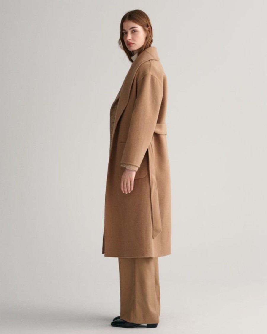 Women'S Apparel Gant Apparel Womens | Gant Apparel S Women'S Handstitched Belted Coat Seasonal Newness Brown