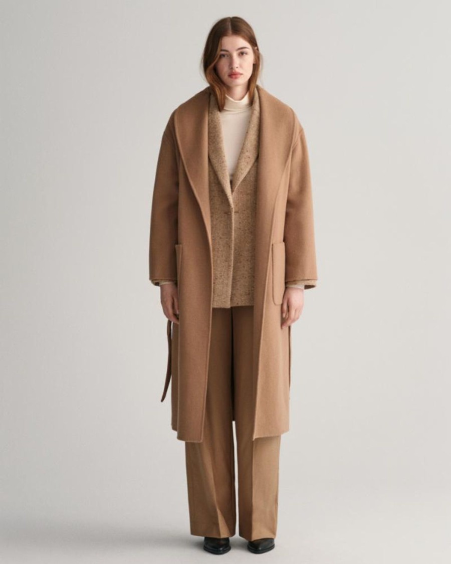 Women'S Apparel Gant Apparel Womens | Gant Apparel S Women'S Handstitched Belted Coat Seasonal Newness Brown