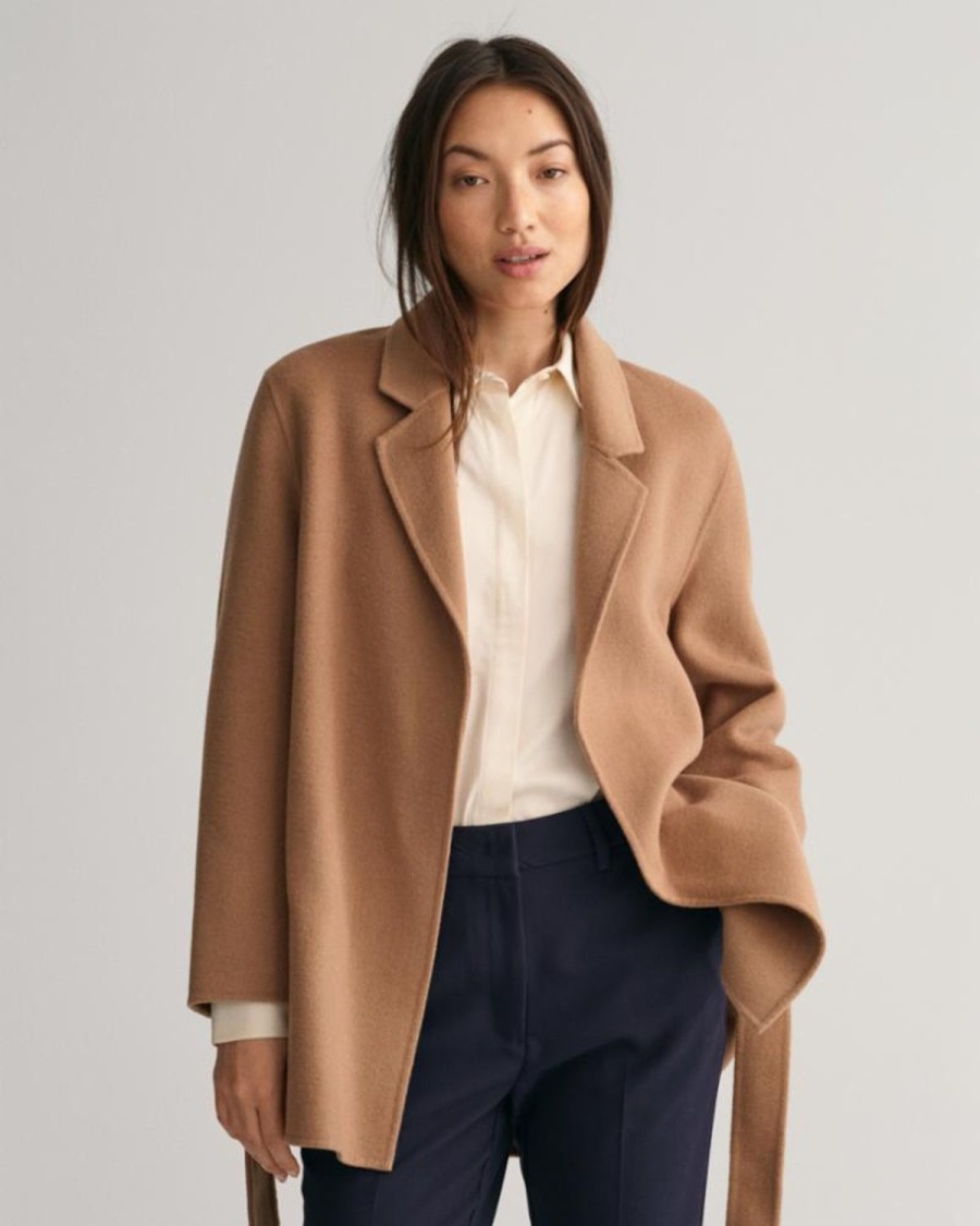 Women'S Apparel Gant Apparel Womens | Gant Apparel S Women'S Handstitched Belted Blazer Iterations Brown Reg