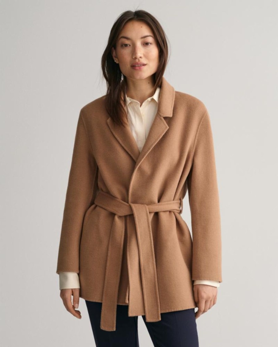 Women'S Apparel Gant Apparel Womens | Gant Apparel S Women'S Handstitched Belted Blazer Iterations Brown Reg