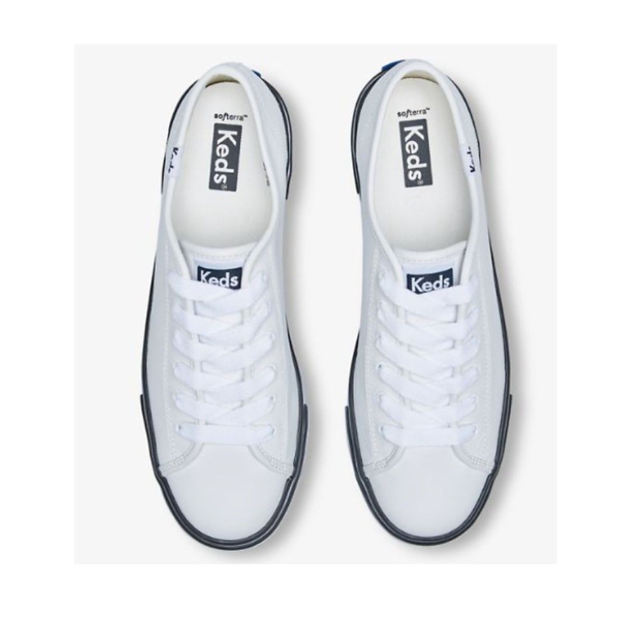 Women'S Shoes Keds | Keds Women'S Triple Up Leather Bumper Foxing In White