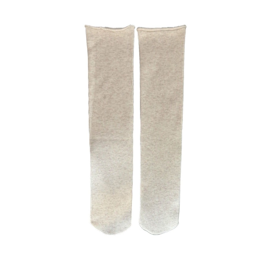 Women'S Apparel FLOOF | Floof Women'S Ribbed Roll Top Sock In Oatmeal