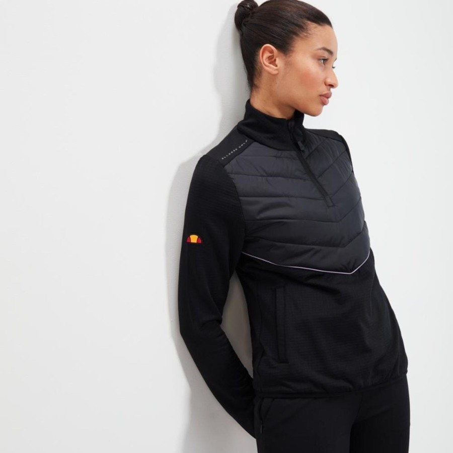 Women'S Apparel Ellesse Womens Apparel | Ellesse S Apparel Women'S Carovili 1/2 Zip Top Seasonal Golf Black Reg