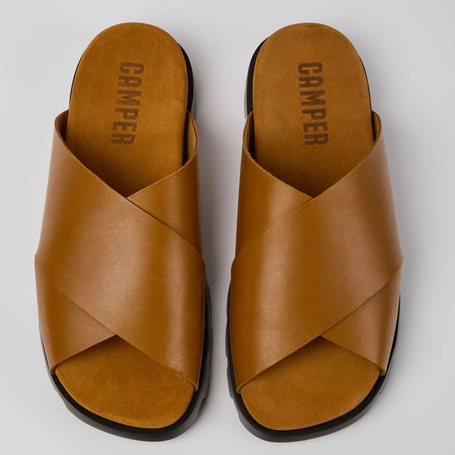 Men'S Shoes CAMPER | Camper Men'S Brutus Sandal In Brown Leather