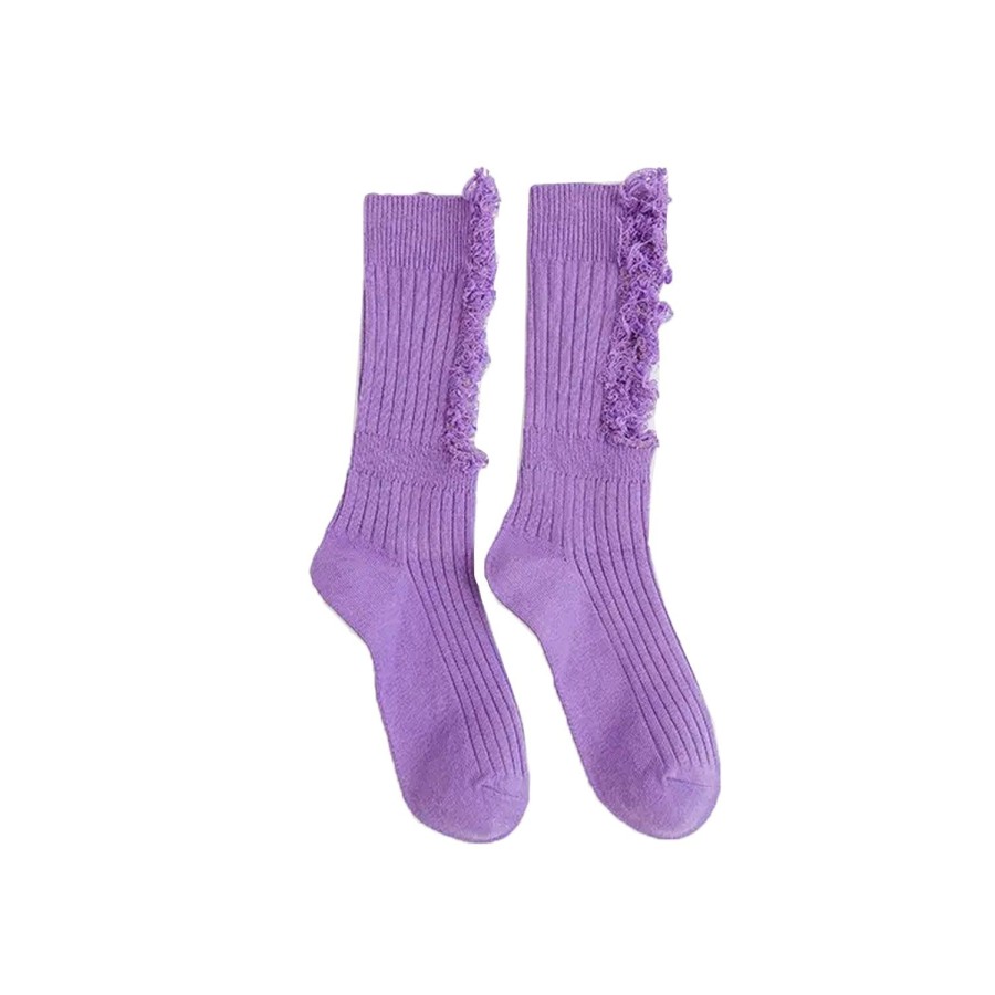 Women'S Apparel FLOOF | Floof Women'S Distressed Socks In Purple