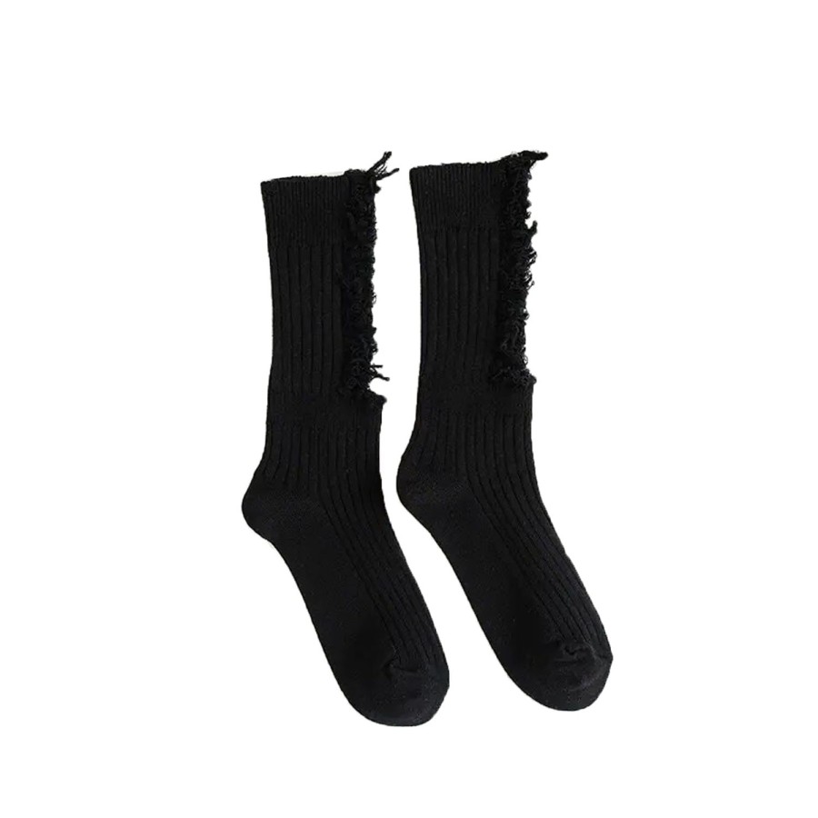 Women'S Apparel FLOOF | Floof Women'S Distressed Socks In Black