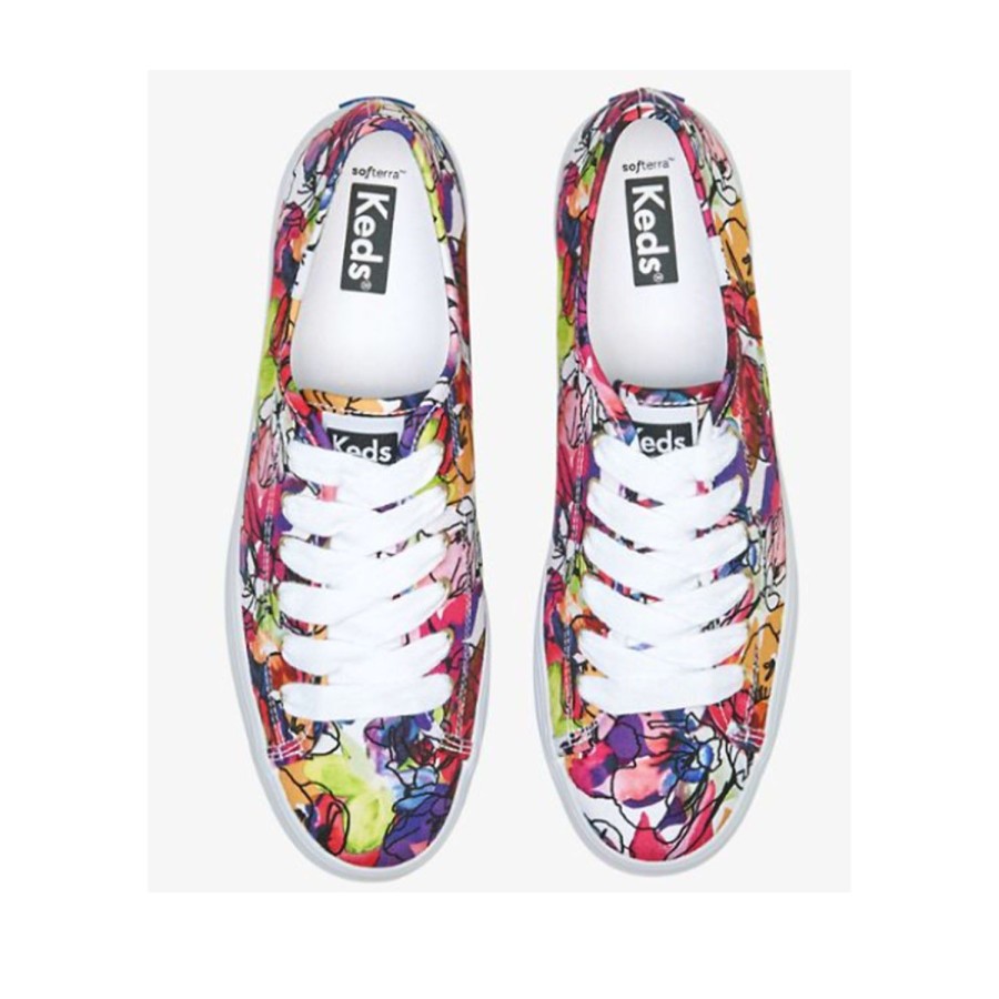 Women'S Shoes Keds | Keds Women'S Triple Up Watercolor Floral In White/Purple