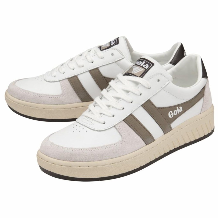 Men'S Shoes Gola Men | Gola Men'S Grandslam Classic White/Rhino/Dark Brown M