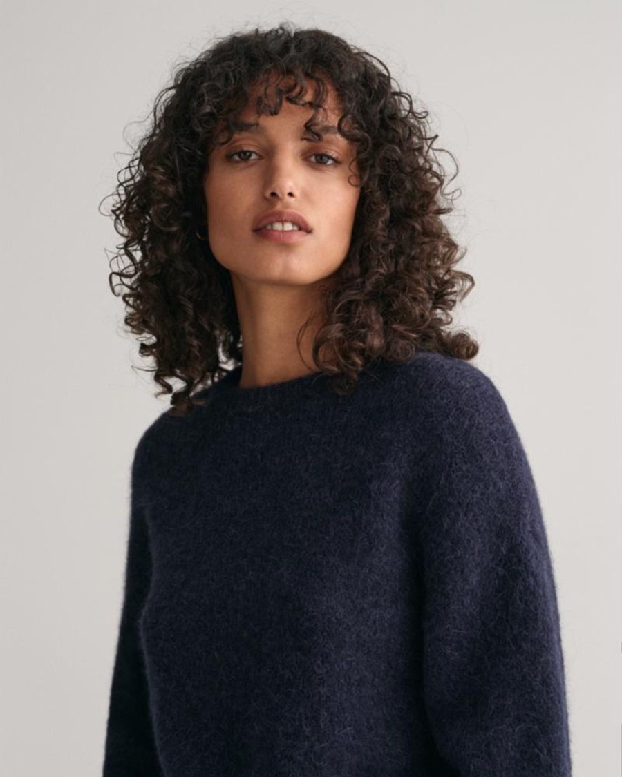 Women'S Apparel Gant Apparel Womens | Gant Apparel S Women'S Hairy Texture C Seasonal Newness Blue Reg