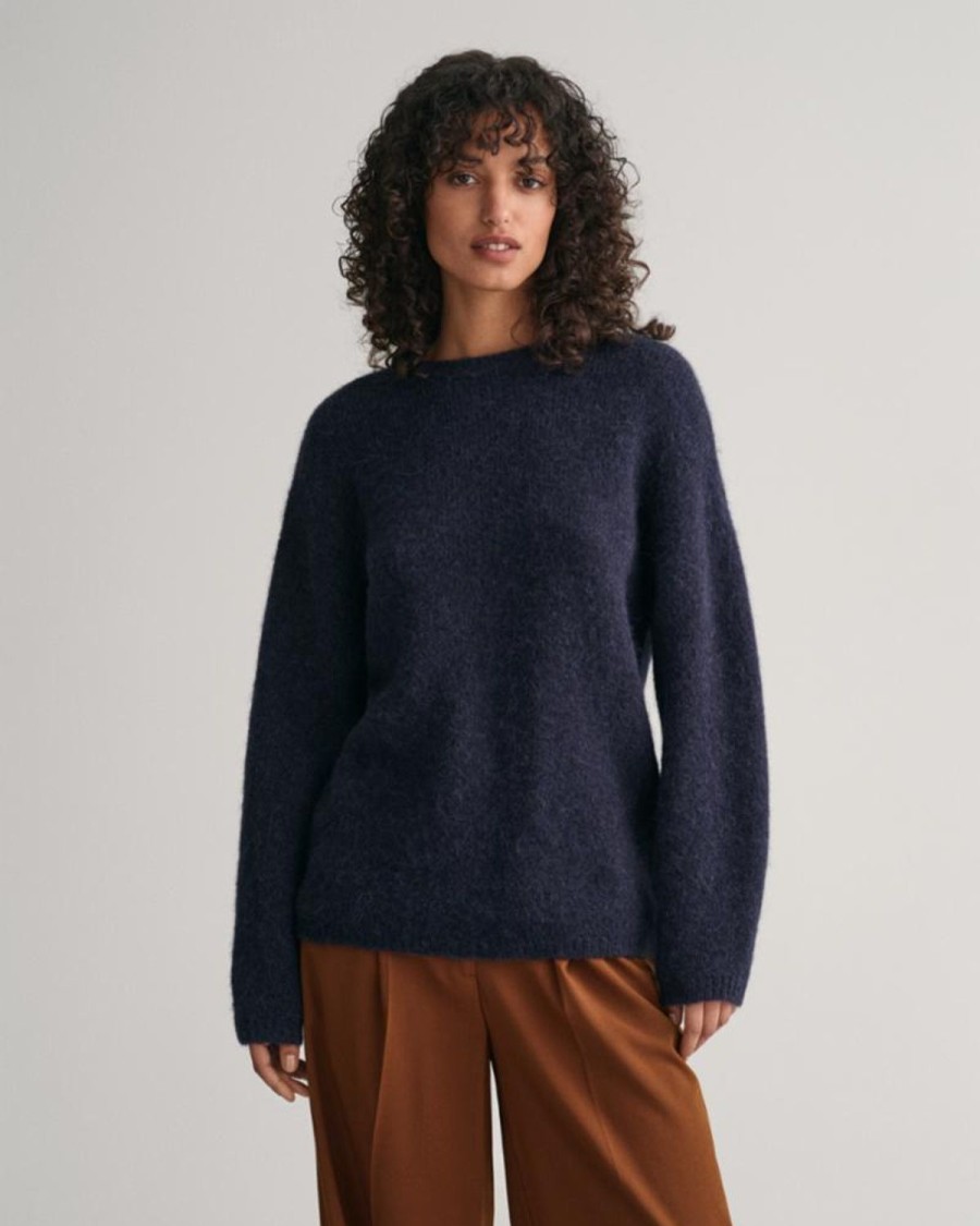 Women'S Apparel Gant Apparel Womens | Gant Apparel S Women'S Hairy Texture C Seasonal Newness Blue Reg