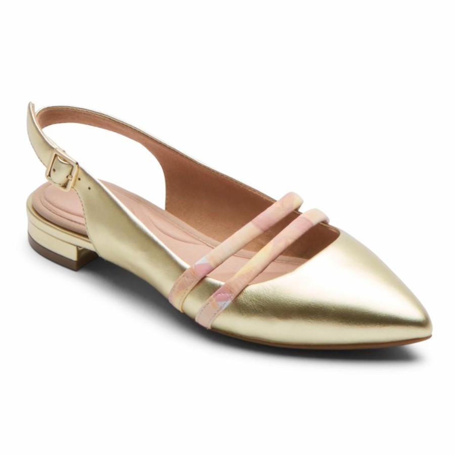 Women'S Shoes Rockport Women | Rockport Women'S Oj Adelyn Sling Oh Joy Gold M