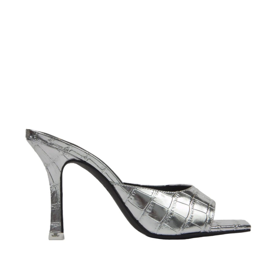 Women'S Shoes BLACK SUEDE STUDIO | Black Suede Studio Women'S Celine In Silver Croc