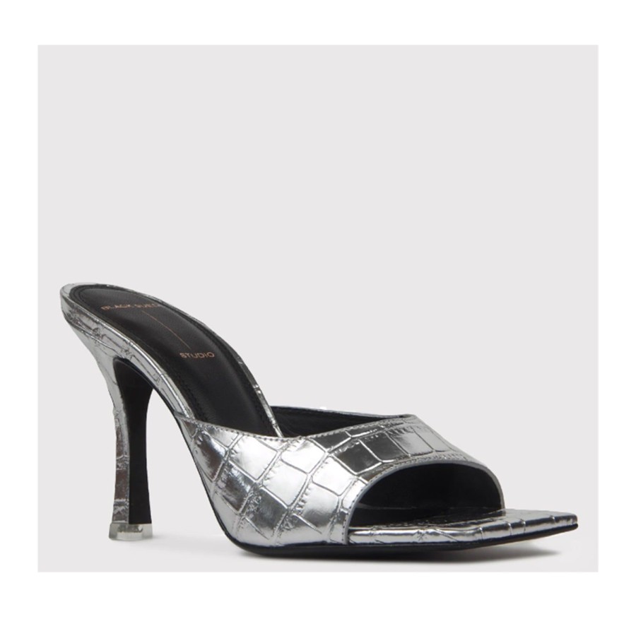 Women'S Shoes BLACK SUEDE STUDIO | Black Suede Studio Women'S Celine In Silver Croc