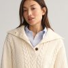 Women'S Apparel Gant Apparel Womens | Gant Apparel S Women'S Cable Texture Buttoned Roll Neck Iterations Nud