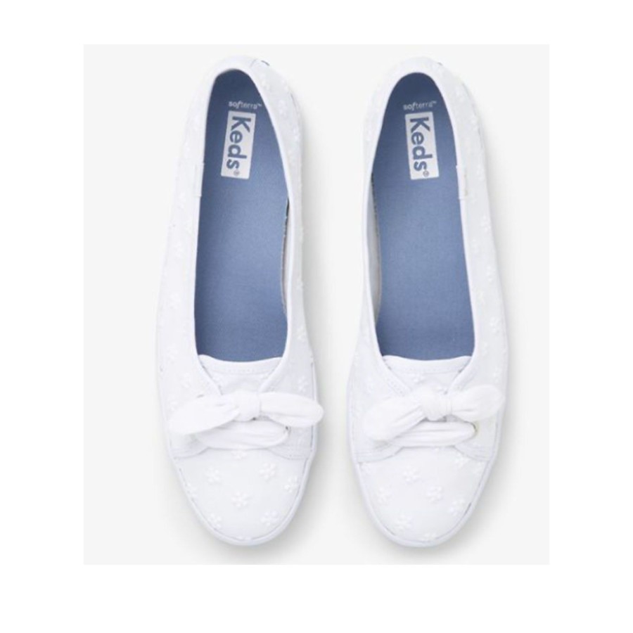 Women'S Shoes Keds | Keds Women'S Seaside Daisy Eyelet In White