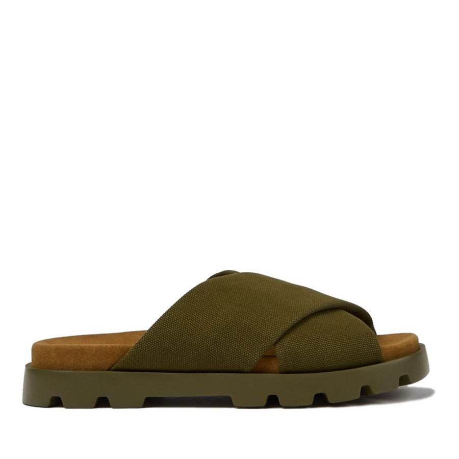 Men'S Shoes CAMPER | Camper Men'S Brutus Sandal In Green Canvas