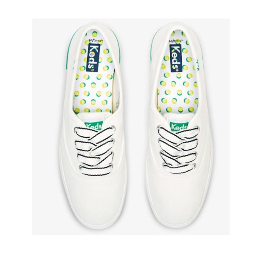 Women'S Shoes Keds | Keds Women'S The Platform Pique Stripe In White/Green