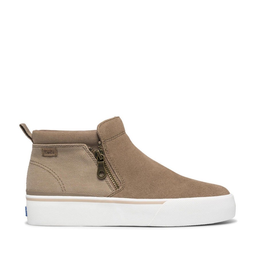 Women'S Shoes KEDS | Keds Women'S Cooper Zip Bootie Suede/Canvas In Brown