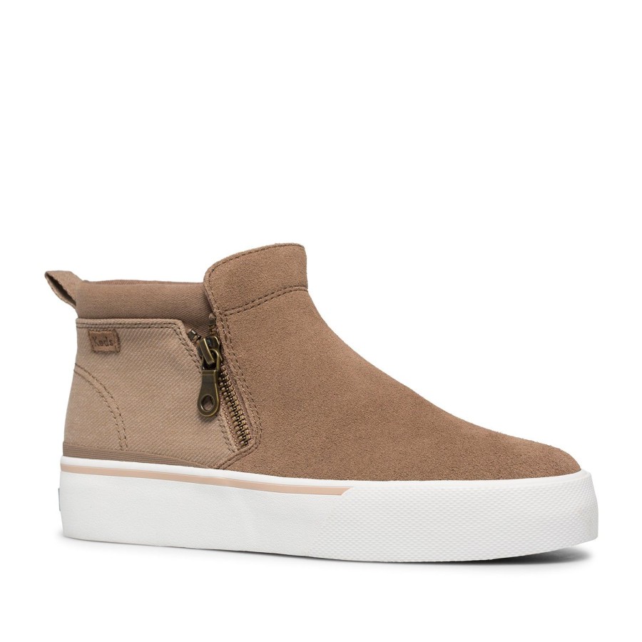 Women'S Shoes KEDS | Keds Women'S Cooper Zip Bootie Suede/Canvas In Brown