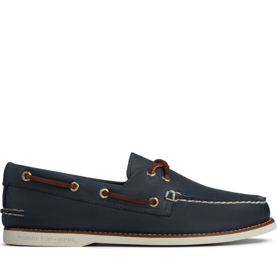 Men'S Shoes Sperry | Sperry Men'S Gold A/O 2-Eye Boat Shoe In Navy