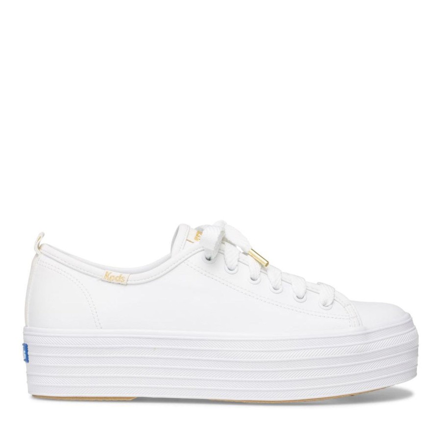 Women'S Shoes Keds | Keds Women'S Triple Up Leather Sneakers In White