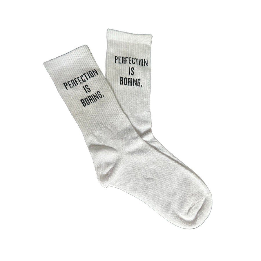 Women'S Apparel FLOOF | Floof Women'S "Perfection Is Boring" Sock In White