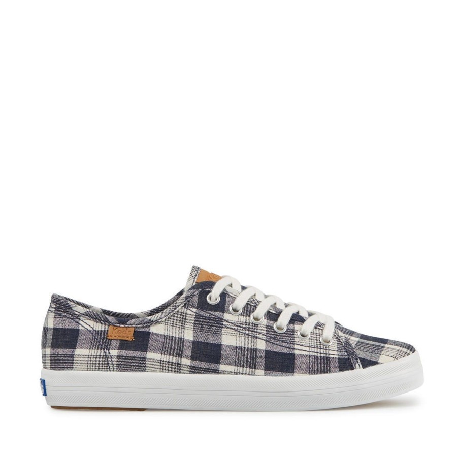 Women'S Shoes KEDS | Keds Women'S Kickstart Linen Plaid In Blue Multi