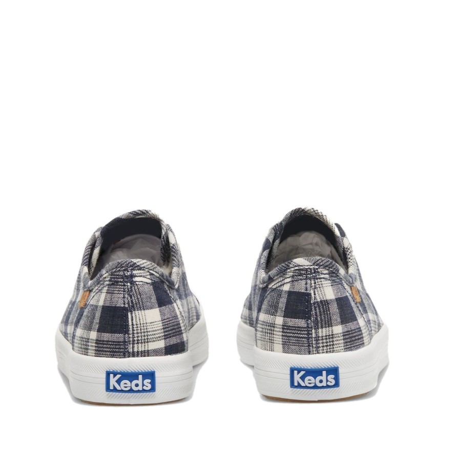 Women'S Shoes KEDS | Keds Women'S Kickstart Linen Plaid In Blue Multi