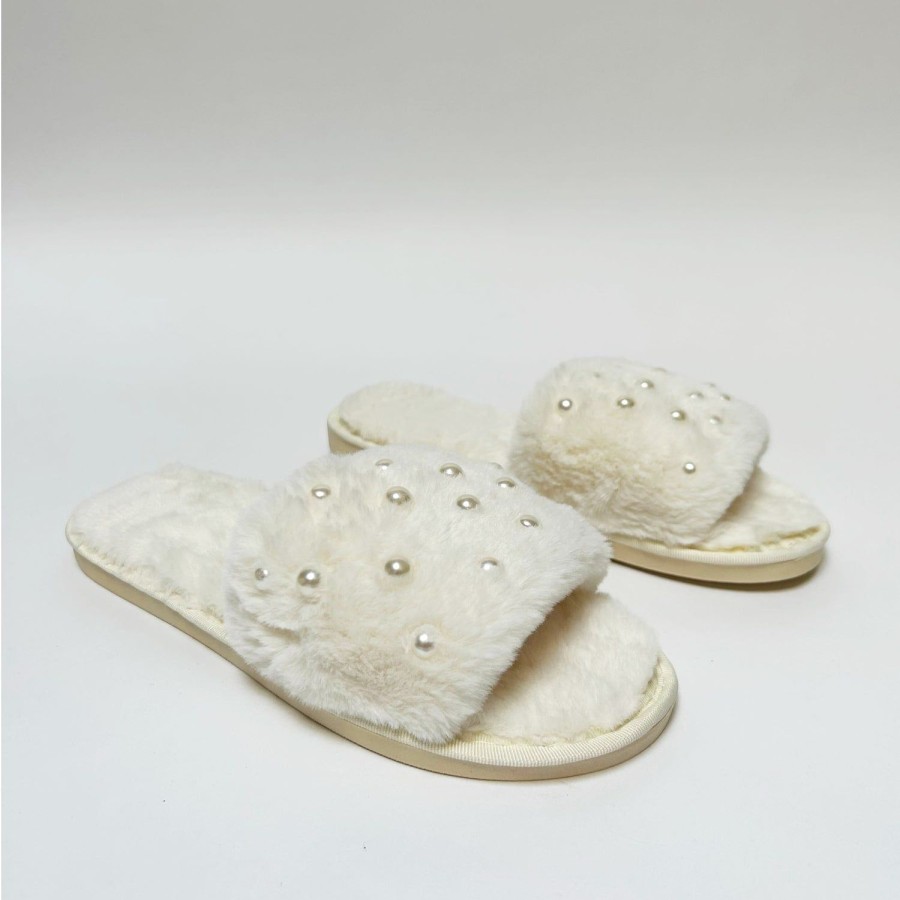 Women'S Shoes FLOOF | Floof Women'S Pretty In Pearls Slipper In Cream