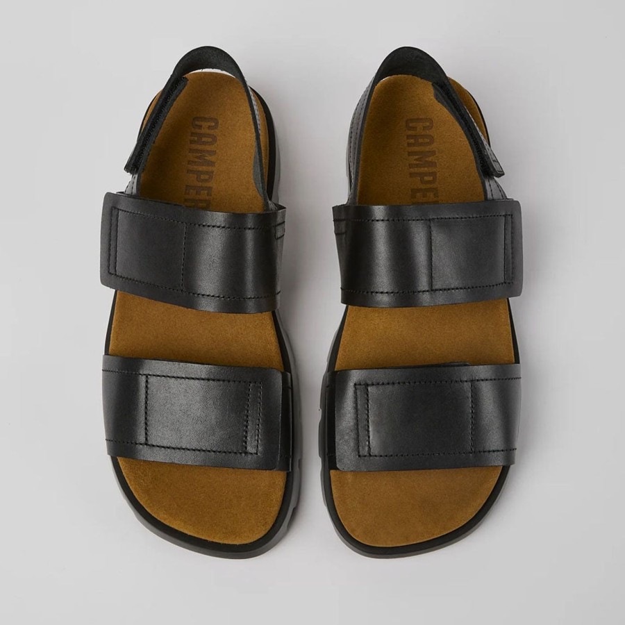 Men'S Shoes CAMPER | Camper Men'S Brutus Sandal In Black Leather